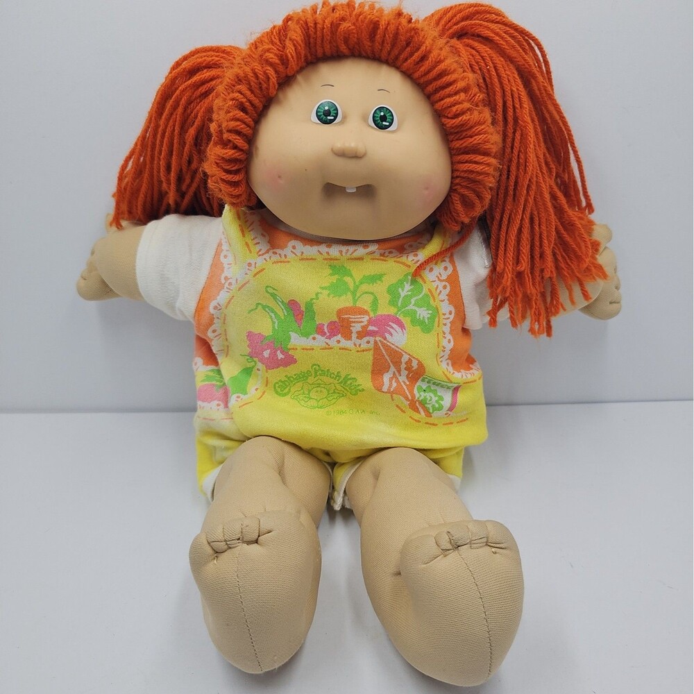 1985 Cabbage Patch Kids Doll Red Hair Green Eyes Girl Coleco One Tooth